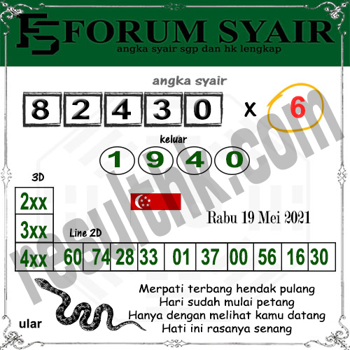 Forum Syair SGP Rabu 19 Mei 2021